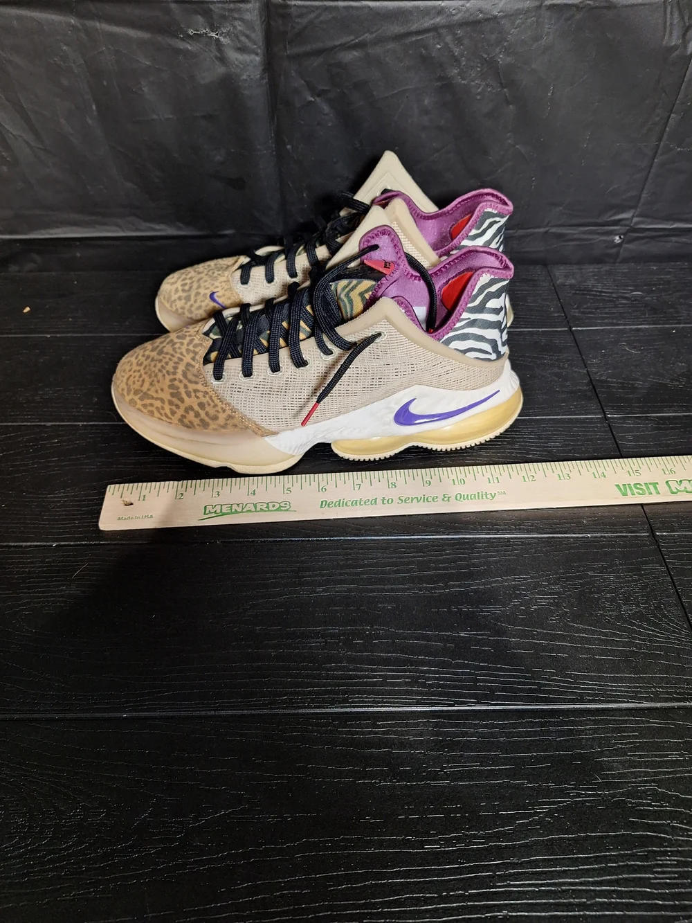 Nike Men's LeBron Leopard-Print Athletic Shoes with Purple Lining